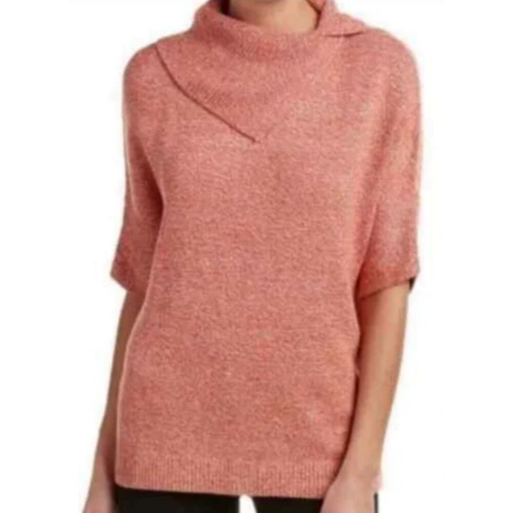 Cabi Womens Sweater Size Small Foldover Collar Pullover Tunic Short‎ Sleeve